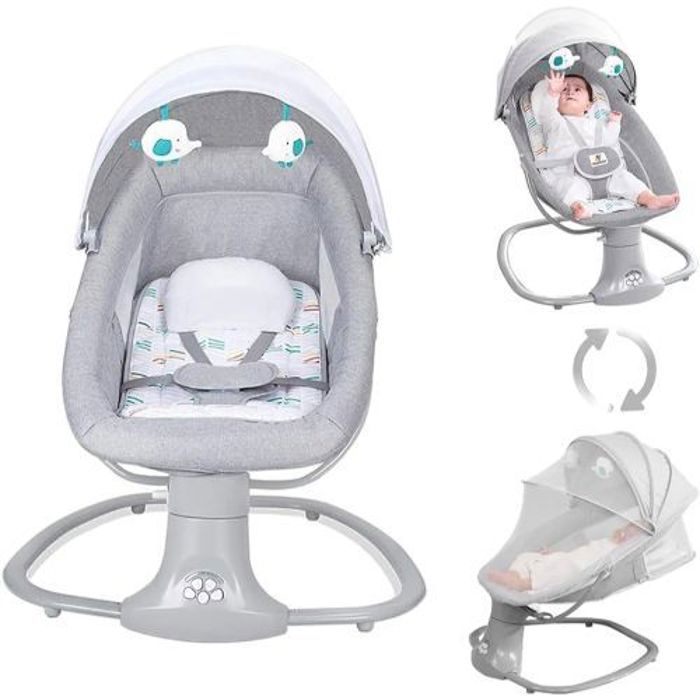 Balancelle Electrique 3en1 Pour Bebe - Gris