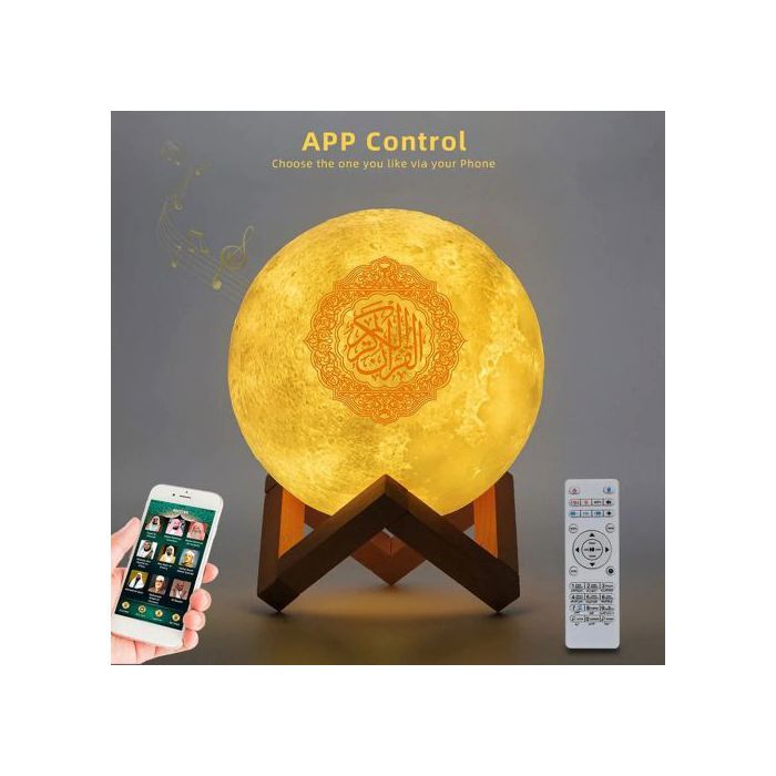 Lampe de Lune Avec Haut-Parleur Coran et Télécommande et Câble USB