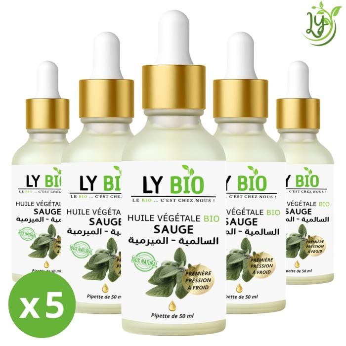 LYBIO PACK HUILE SAUGE 50ML - PIPETTE LOT DE 5 bouteilles