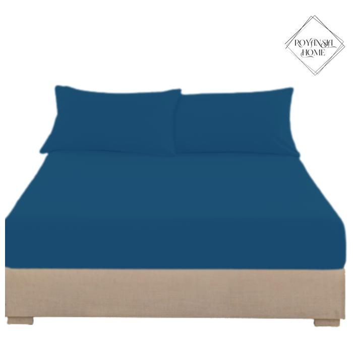 Drap-Housse - ROYANSIA HOME - 90x190 cm - Tissu Doux - Taie d'Oreiller - Bleu