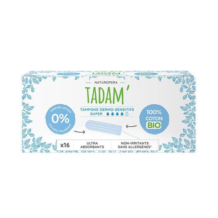 Tadam&#039; Hygiène Féminine Tampon Dermo-Sensitif Super Bio 16 unités