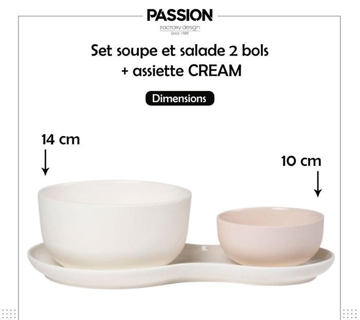 NUDGE SET 2 BOLS +ASSIETTE CREAM