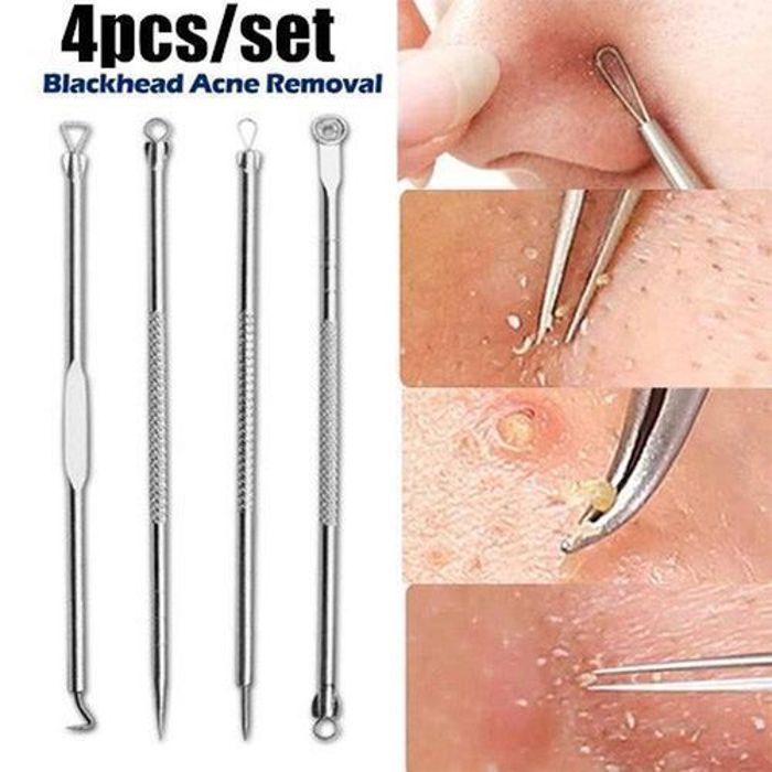 Outils de beauté - Non spécifié - Lot de 4 aiguilles - Hypoallergénique - Acier inoxydable - Antibactérien
