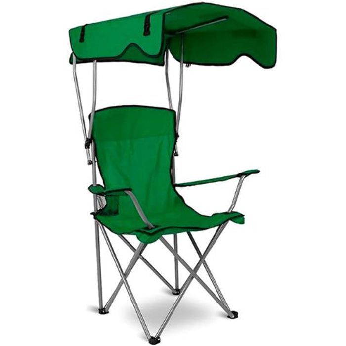 Chaise de camping - Non spécifié - Modèle avec auvent - Résistante à l'eau - Pliable - Porte-gobelet intégré