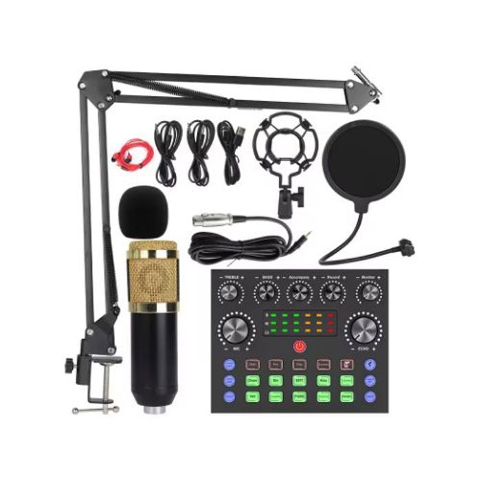 Microphone à condensateur BM800 - V8S - Ensemble professionnel - Bras de micro - Support rapide - Filaire
