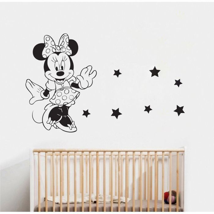 Autocollant Disney Minnie Mouse Stickers vinyle stick Noir EN 101001