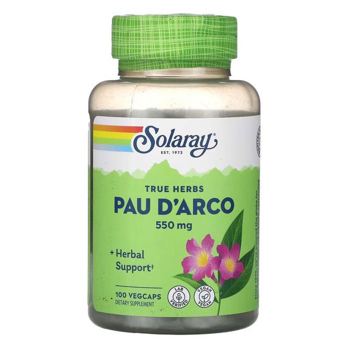 Solaray Pau D'Arco Inner Bark, 550 mg, 100 Capsules Végétales - Complément Naturel Contre le Cancer et l'Obésité