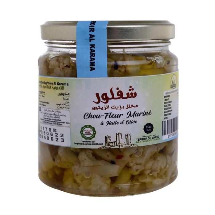 Chou-fleur mariné à l'huile d'olive bocal en verre 250g - TERROIR AL KARAMA
