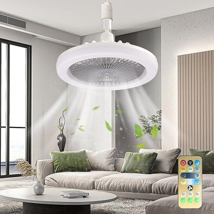 Plafonnier LED avec ventilateur et contrôle à distance,