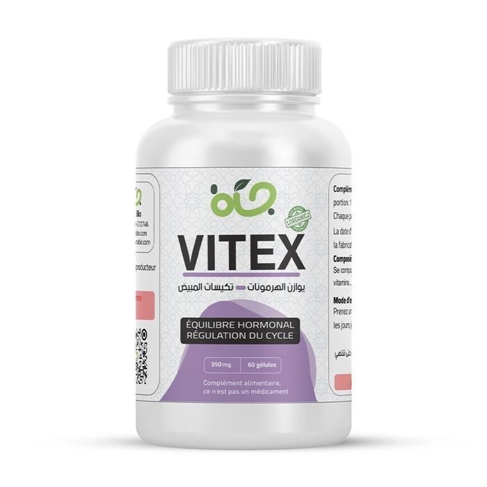 Complément alimentaire - Vitex - Gélules - Régule le cycle menstruel - Améliore la fertilité - 60 unités