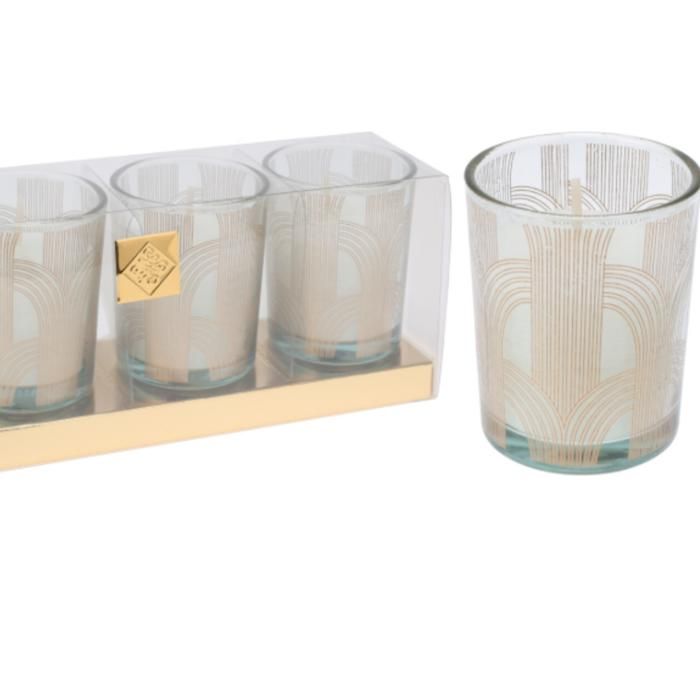 Lot de 3 bougies parfumées décoratives dans des verres