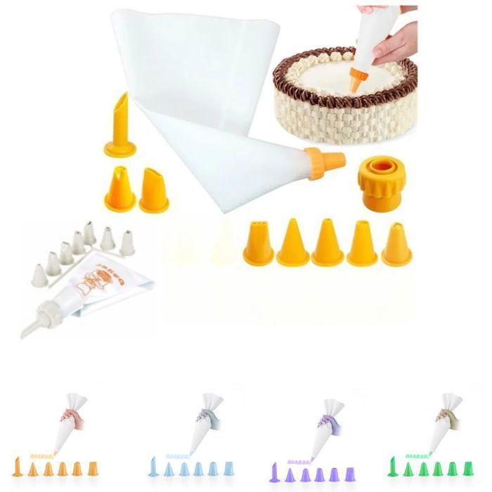 ensemble Silicone glaçage tuyauterie crème pâtisserie sac (couleur aléatoire)