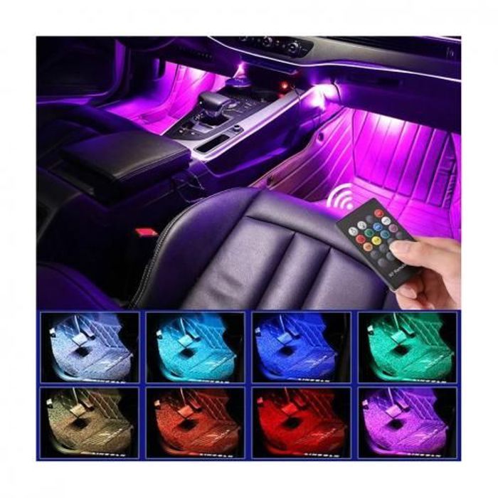 Bande lumineuse LED RGB 24/36/48 avec télécommande vocale sans fil, éclairage d'ambiance décoratif pour voiture