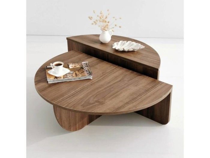 Ensemble Podium Tables basses - 90x35x60cm + 85x40x30cm - Noyer