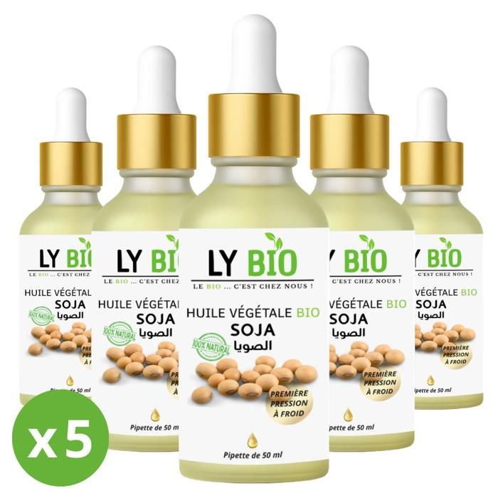 LYBIO PACK HUILE SOJA 50ML - PIPETTE LOT DE 5 bouteilles