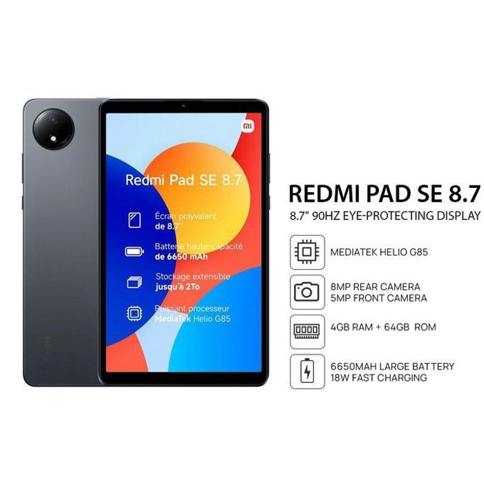 XIAOMI Tablette Redmi Pad SE8.7 4G 64GB Ram 4GB  4G IPS LCD 90Hz- Helio G85- graphite gray