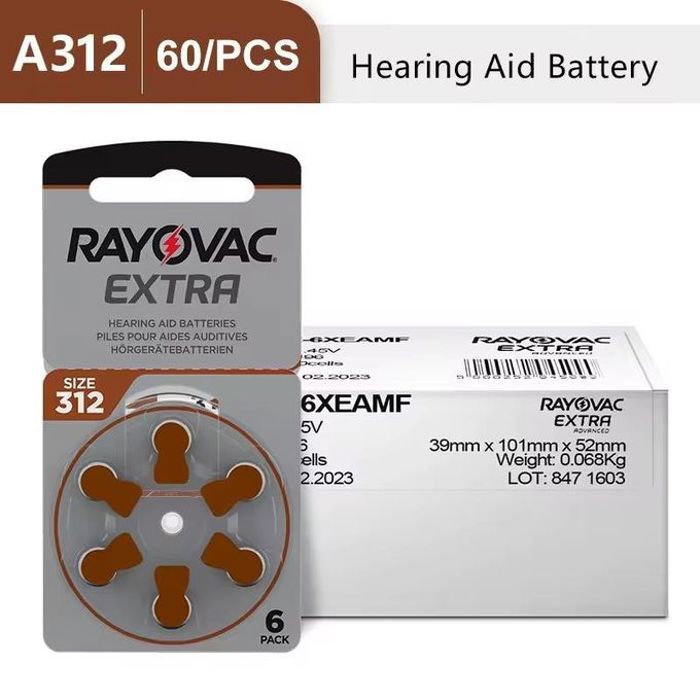 Rayovac Zing Air Batterie S312 PR41 // 10 Boites de 6 Piles Aide Auditive 1.45v Size 312
