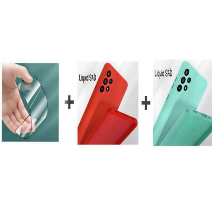 Coque et protection d'écran - GÉNÉRIQUE - Samsung A73 - Silicone Souple - Rouge et Vert - Protection Incassable