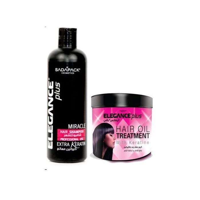 Pack Elegance, shampoing 500ml + masque 875ml, à la kératine pour cheveux abîmés