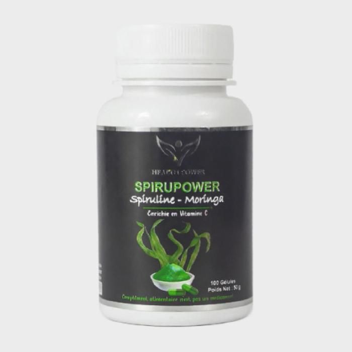 SPIRUPOWER Spiruline - Moringa 100 Gélules - Enrichie en Vitamine C