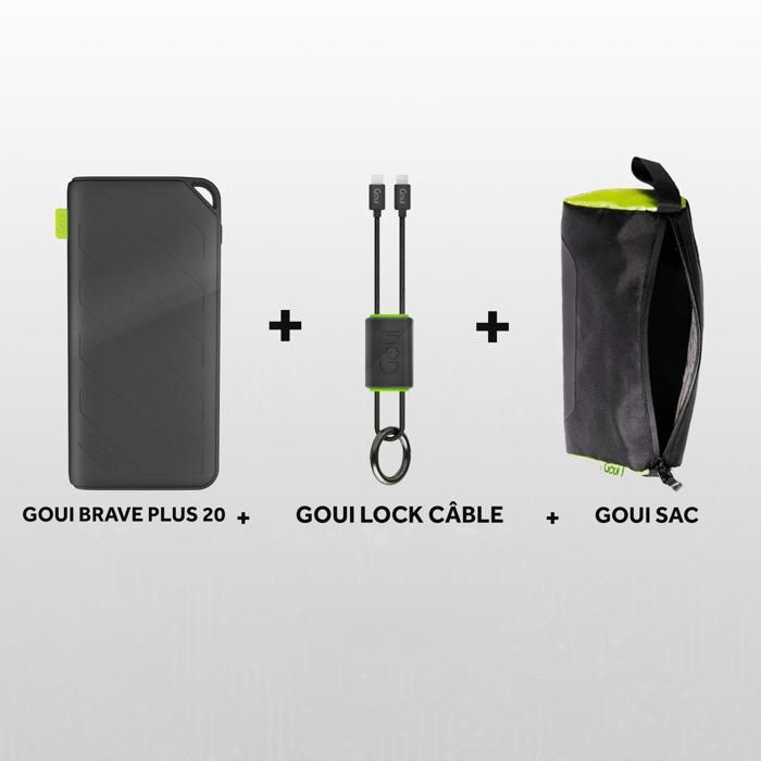 Pack BRAVE Plus Power Bank 20 000 avec LOCK C Type C vers Type C avec SOFT CASE