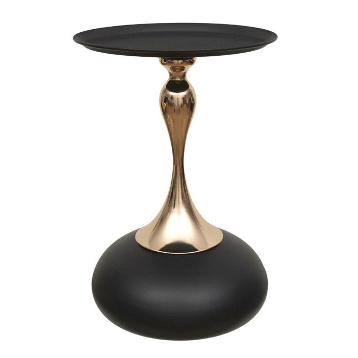 Table d'appoint - Portebello - 54cm - Noir & Or - Métal - Design Contemporain