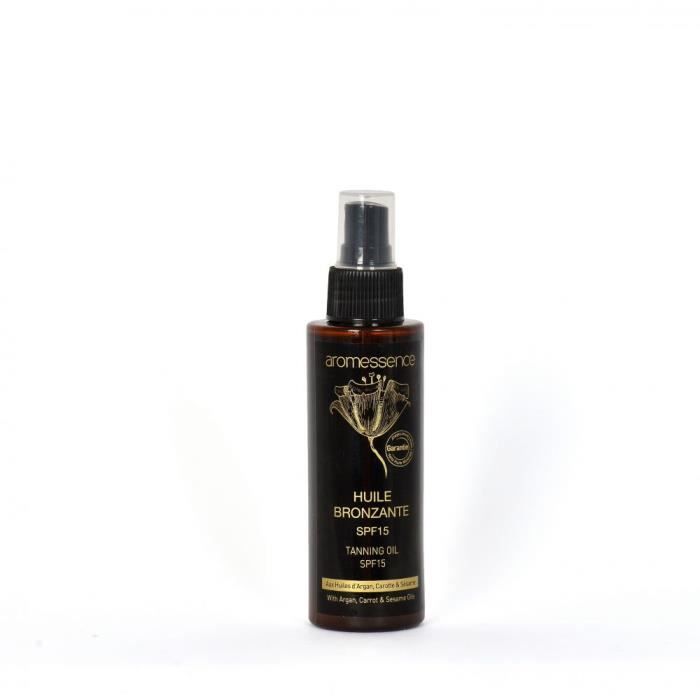 Huile bronzante SPF 15 Garantie sans huile minérale, colorant et conservateur.