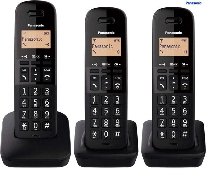 KX-TGB613 Telephone fixe sans fil DECT Trio combinés et résistants chocs– Noir