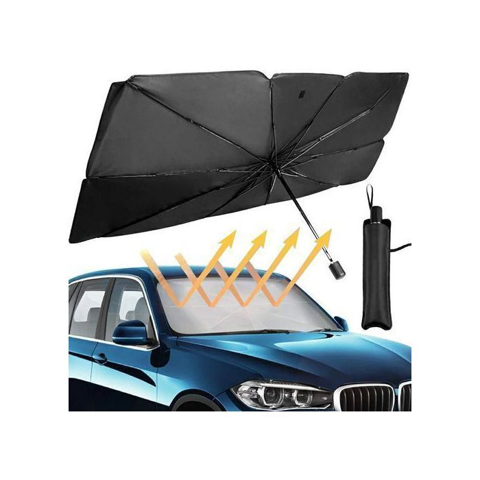 Couvre Pare-brise Parapluie pliable en titane et argent de la voiture