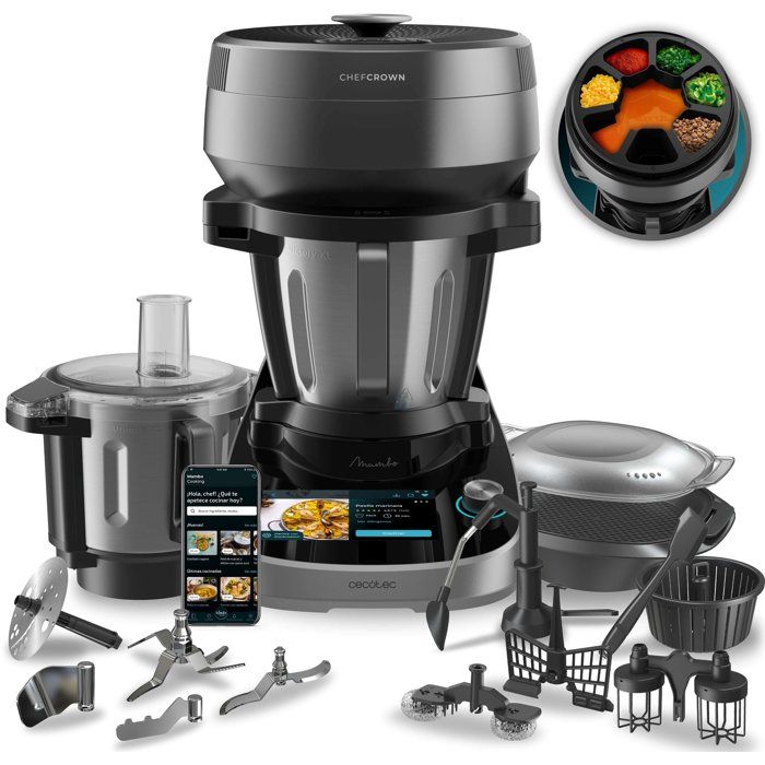 image du robot de cuisine Cecotec Mambo Maxi Pro avec accessoires