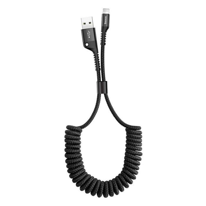câble de données USB 1 m à ressort Lightning CALSR-01 Baseus Fish eye noir