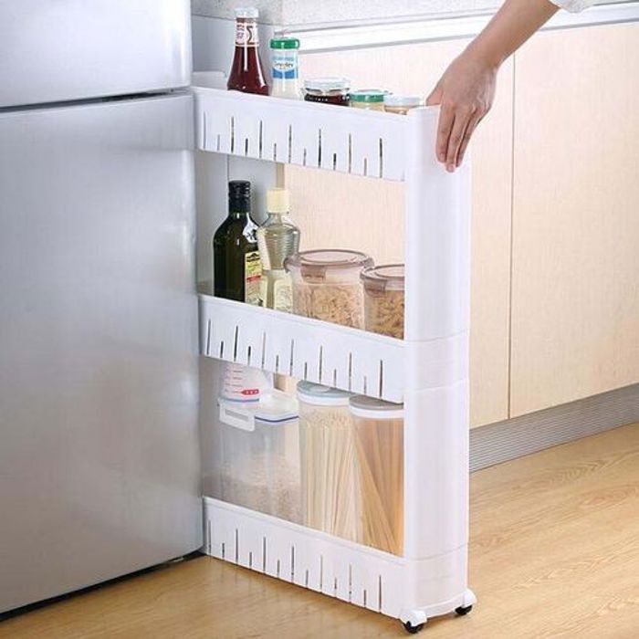 Etagère de rangement à 3 niveaux Rangement de cuisine & bain Chariot Multi usages