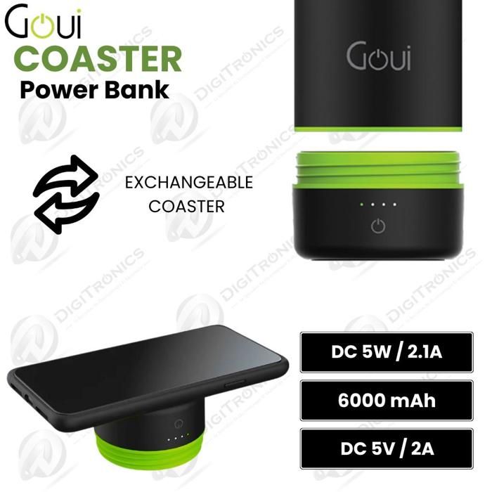 Coaster Power Bank 6000mAh 5W Compatible avec Verrouillage Sur Loch ou tumbler - DC 5V / 2A - G-COAPB-3A-K