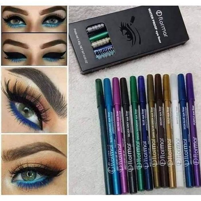 Pack de 12 Crayons pour Yeux - Flormar - Waterproof - Multicolore - Effet Métallique - Smokey Eye