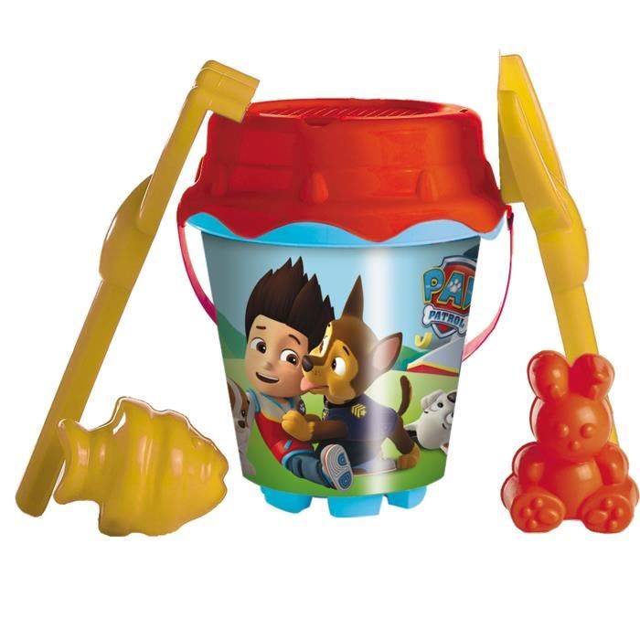 Seau de plage garni La Pat'Patrouille SAFARI - Diamètre 18 cm - Jaune et rouge