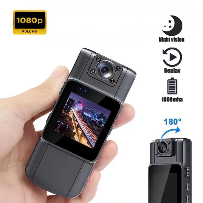 1080P HD Action Camera with Night Vision] 1pc YIIYRY 1080P HD Action Camera with Night Vision, Objectif rotatif à 180°