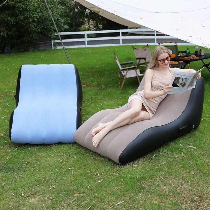 Canapé gonflable - GNERIC - 138x66cm - Bleu - Confort ergonomique - Utilisation extérieure