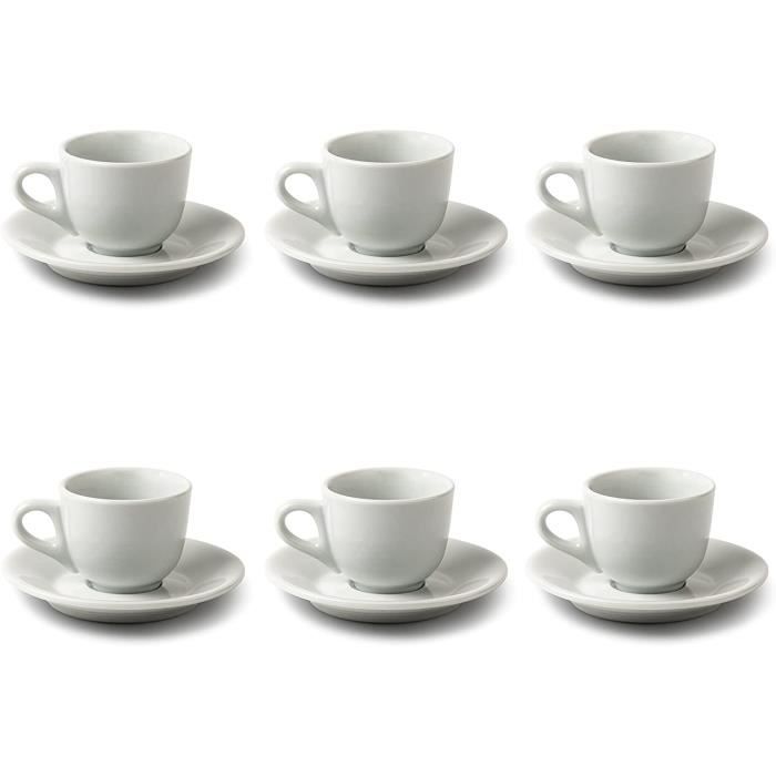 Service composé de 6 tasses à café + 6 tasses à cappuccino avec les sous-tasses en porcelaine blanche[1189]