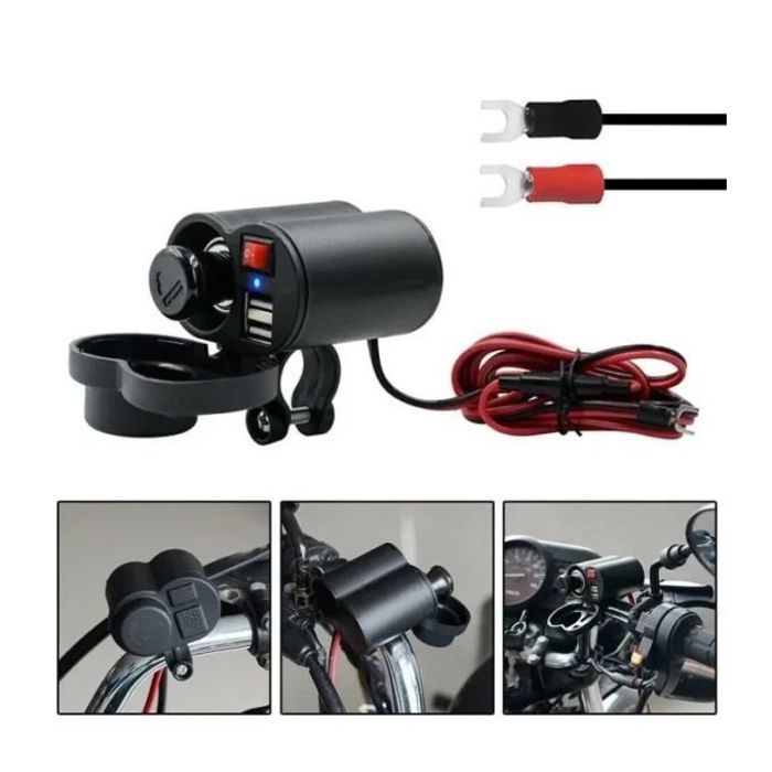 Chargeur usb multifonctionnel pour moto avec prise téléphone