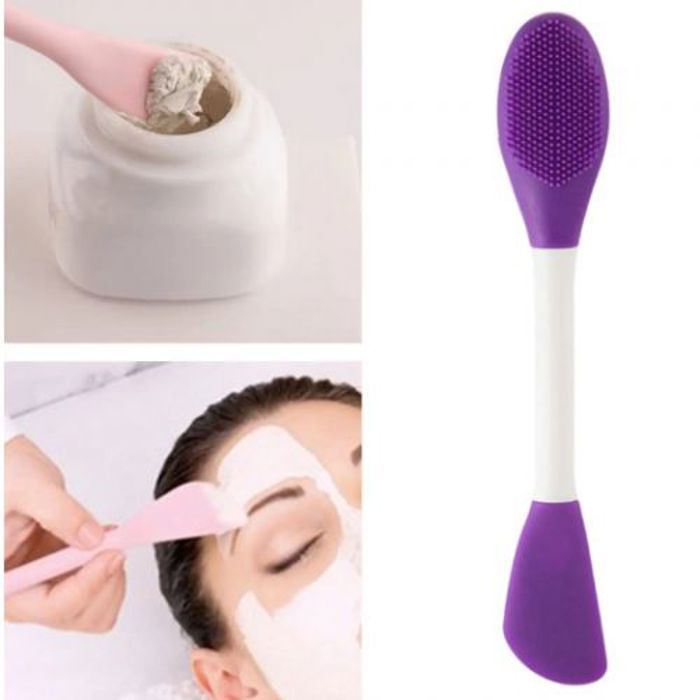Brosse nettoyante de visage - Silicone - Violet - Double extrémité - Hypoallergénique - Outil de beauté