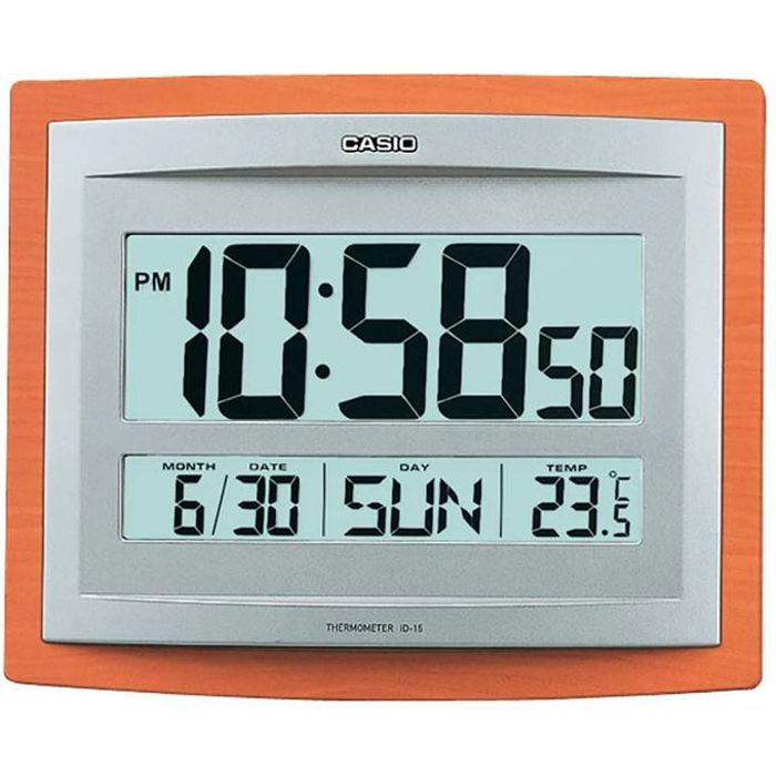 Casio ID-15S-5DF Horloge murale digitale avec réveil, température et calendrier