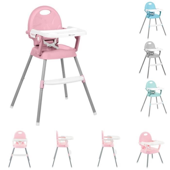 Chaise haute enfant 3 en 1 Spoony - Kikkaboo - Rose - Réglable - 6 mois à 6 ans