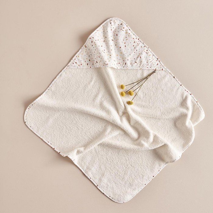 Serviette d'emmaillotage - 100% Coton - Terrazzo Ecru - 75x75 cm - Lavable - Certifié OEKO-TEX