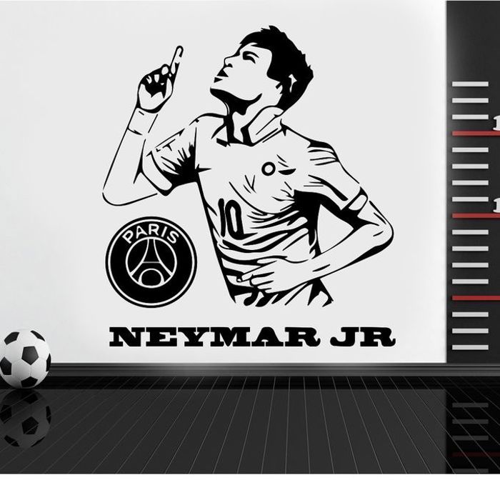 Sticker mural - Neymar Jr - Décoration vinyle - Noir - 55x60 cm - Design contemporain