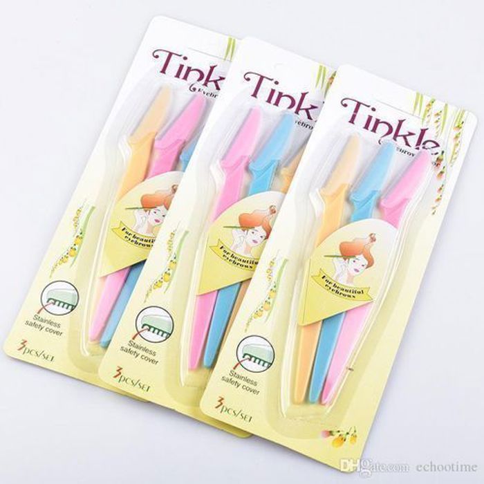 Rasoir pour sourcils - Tinkle - Pack de 3 - Épilation sourcils et bikini - Couteau de maquillage - 12 cm