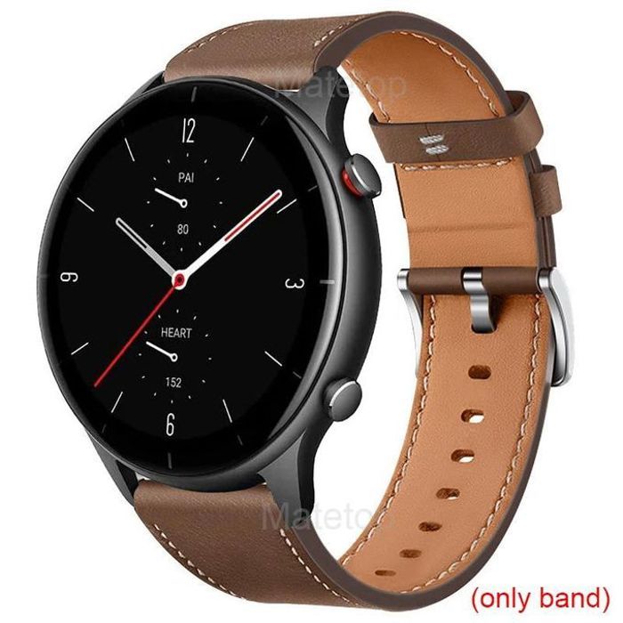 Bracelet en Cuir 22mm Marron Clair pour Xiaomi Watch S1 / Xiaomi Watch S1 Active