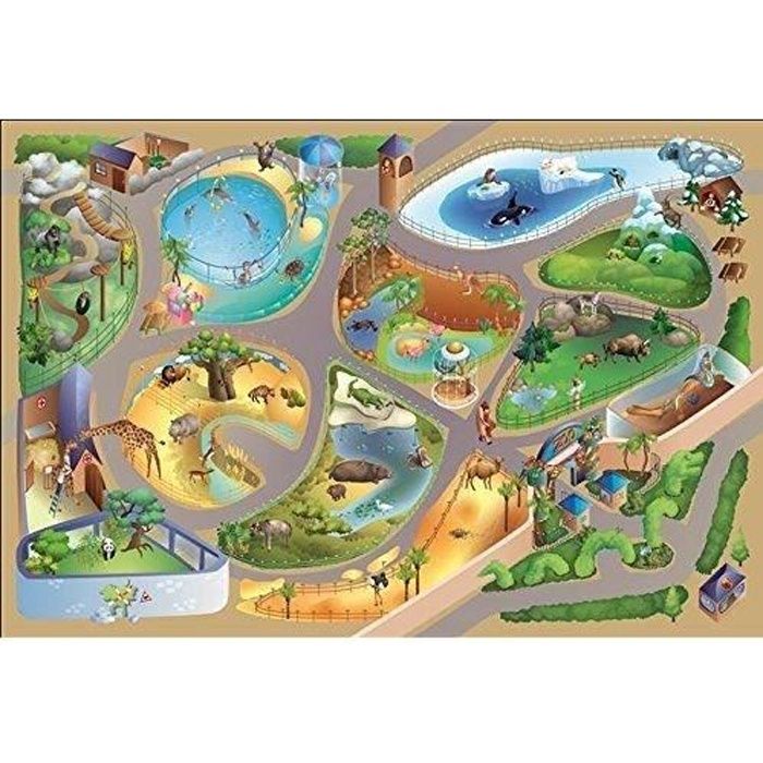 Tapis enfant - 100x150 cm - CONNECTE ZOO Multicolore - Polyester- Lavable 30° - UN AMOUR DE TAPIS