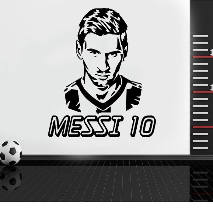 Sticker mural - Messi - Ref 140011 - Vinyle noir - Décoration moderne - Auto-adhésif