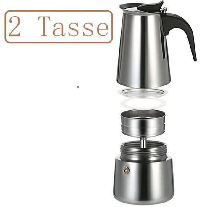 cafetière Portable haut Moka acier inoxydable espresso,2 Tasse Espresso maker