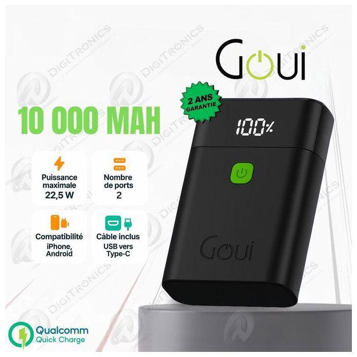 P10 Power Bank 10 000 mAh, Charge rapide PD & QC, 22W, G-PBDS10-K